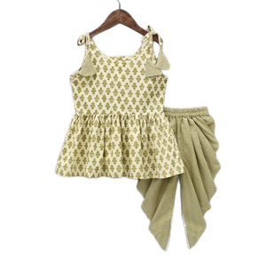 Conjunto de Top y Dhoti para Niñas Shoryam Fashion, Estampado Digital, Ropa Étnica para Bodas Festivas, Diwali, Kurti sin Mangas, Vestido de Fiesta - Product Image 2