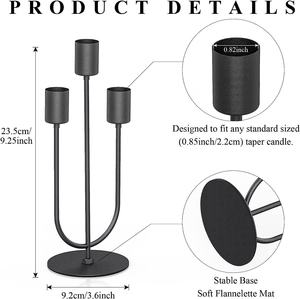 Soporte de vela de base rectangular de cuatro cilindros negro moderno con acabado metálico confiable para decoración interior de Navidad - Product Image 4