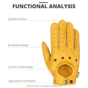 Gants de moto en cuir véritable, écran tactile, unisexe, été, demi-doigts, doigts entiers - Product Image 5