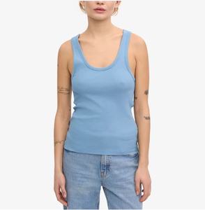 Débardeur décontracté en tricot 100% coton côtelé texturé Logo personnalisé Seaside Blue Breathable Quick Dry Best Quality Export - Product Image 2