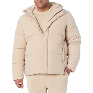Men's <b>Quilted</b> Bomber <b>Jacket</b> Winter Warm Canvas Puffer Coat with Full Zip Windproof Casual Outwear Featuring Letter <b>Pattern</b> - Product Image 1