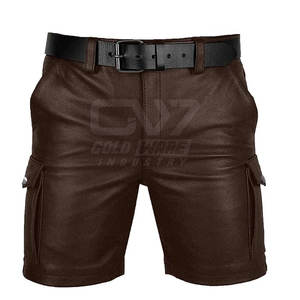 Los mejores pantalones cortos de cuero de moda para hombre de invierno Slim Fit Diseño de calidad superior Ropa de hombre Pantalones cortos de cuero Casuales - Product Image 1