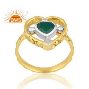 แหวนพลอยโอนิกซ์สีเขียวธรรมชาติชุบทอง18K ทำจากทองเหลืองออกแบบด้วยมือเครื่องประดับชั้นดีสำหรับผู้หญิงของขวัญสำหรับผู้หญิง - Product Image 1