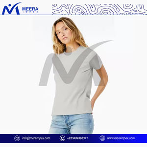 Camiseta informal de manga corta para mujer a la moda, cómoda mezcla de algodón, logotipo de diseño de cuello redondo de secado rápido para uso diario de verano - Product Image 3