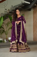 Vestido de Fiesta Premium de Diseñador, Listo para Usar, con Lentejuelas y Bordado Zari, Sin Arrugas, para Bodas, Diwali, 2025