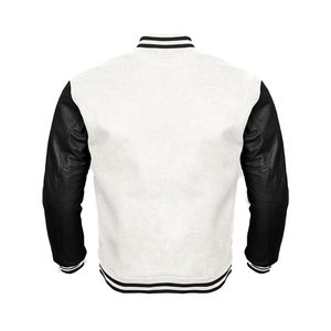 Chaquetas universitarias con cuello levantado y mangas de cuero blanco personalizadas Unisex para hombres, estudiantes, Invierno para hombres, envío DDP - Product Image 2