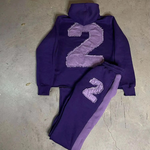 ชุดวอร์มสำหรับผู้ชายชุดวอร์มผ้าฝ้าย2ชิ้นแบบปักโลโก้ตามสั่งกางเกงวอร์มแนวสตรีท - Product Image 5