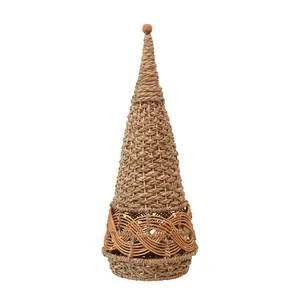 Meilleure vente arbre de Noël en rotin jonc de mer cône d'ornement de vacances en osier rustique pour la décoration de la maison de Noël écologique naturelle - Product Image 6