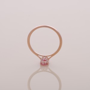 IGI Certified Oval Cut Pink Lab Grown Diamond Solitaire Engagement / Wedding <b>Ring</b> in 14K Rose / White & Yellow Gold - Product Image 5