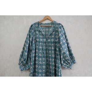 Handmade Cotton Hand Block Print Boho Maxi <b>Dress</b> <b>Women's</b> Summer Wear Breathable Washable Natural Eco-Friendly - Product Image 4