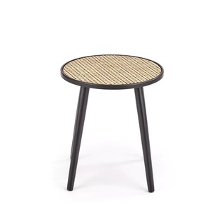 Mesa lateral de madera con acabado Natural hecho a mano, calidad de lujo, Top de ratán, Ideal para sala de estar y balcón - Product Image 3