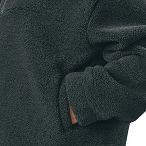 Charcoal Quarter Zip <b>Fleece</b> <b>Jacket</b> Women Oversized Pullover High Neck Cozy Sweatshirt <b>Warm</b> Casual Winter Layer Wear - Product Image 5