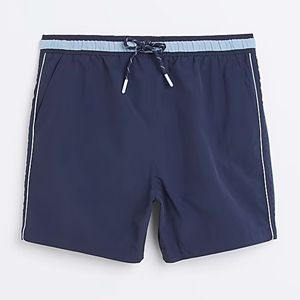 Short de bain irisé en Nylon Polyamide, coupe classique, avec poches latérales, taille élastique, bleu marine, coupe classique, 100% - Product Image 5