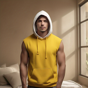 Workout Sublimation Sleeveless Hoodie Men's Sportswear Running Hood Pullover Heavyweight Sleeveless Sublimation Hoodie Men - Product Image 4