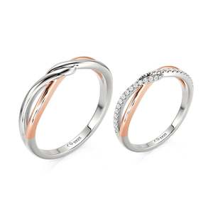 Jeulia Infinity Twist Two-Tone Rhodium & Gold Plated <b>Couple</b> <b>Ring</b> Set with Zircon - Product Image 2