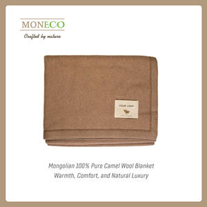 Couverture Raschel en laine de chameau biologique de Mongolie durable pour la chaleur et le confort de la nature tissée à vie pour toutes les saisons - Product Image 4