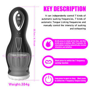 เครื่องช่วยสำเร็จความใคร่ชายแบบสั่น 7 ระดับ พร้อมฟังก์ชั่นดูดและเลีย รูปทรงมังกร สำหรับผู้ชาย - Product Image 6