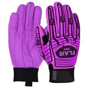 TPR Impact Protection Safety Glove with <b>Corded</b> Cotton Palm and Spandex Back Daily Use - Product Image 6
