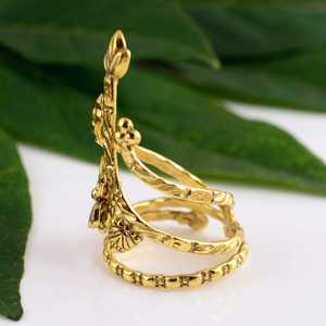 Market Favorite Boho Flower Armor <b>Ring</b> Tribal Brass <b>Rings</b> Women 18k Gold Plated Floral Swirl <b>Statement</b> Jewelry Wholesale/OEM/ODM - Product Image 3
