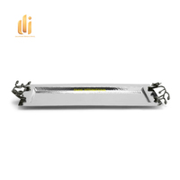 Plateau de service rectangulaire long en acier inoxydable poli, moderne, luxueux, fait main, compatible lave-vaisselle, style américain, couleur personnalisée