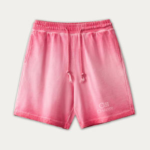 Customized Acid Washed <b>Vintage</b> Loose Straight <b>Men's</b> <b>Shorts</b> 100% Cotton Mid-Waist Breathable Knitted Casual Style Printed Logo - Product Image 3