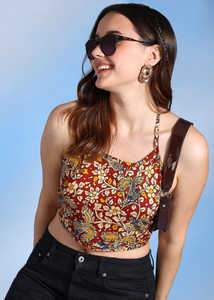 Blusa Premium de Talla Única, Lista para Usar, de Algodón con Estampado Floral Hecho a Mano, Blusa sin Espalda con Cuello Redondo, Cómoda al Mejor Precio - Product Image 3