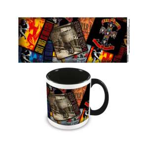 Taza Clásica Moderna Vintage de Guns N' Roses con Collage de Álbumes, Accesorio de Cerámica Ecológica con Tapa, Capacidad de 300ml/400ml/500ml, Buen Precio - Product Image 1