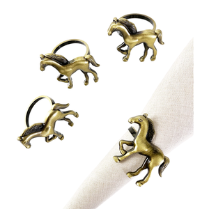 Elegancia Bronce Animal Servilletero Juego de 4 Caballo Metal Servilletero Superventas Hogar Mesa de comedor Servilletero decorativo - Product Image 1