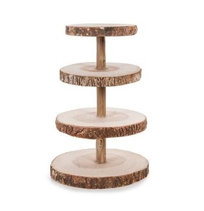 Support à gâteau en bois d'acacia 2025 de haute qualité couleur naturelle support à Dessert et Cupcake à 2 niveaux forme ronde pour mariage et anniversaire - Product Image 3