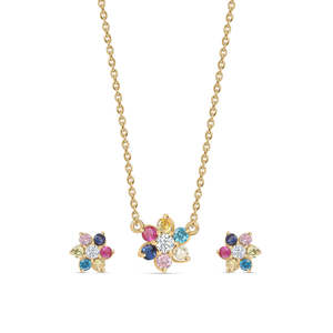 ชุดเครื่องประดับชุบทองประดับเพชรเทียมสำหรับผู้หญิง แบรนด์ Love Colors เหมาะสำหรับงานปาร์ตี้ ของขวัญ งานหมั้น วันครบรอบ สไตล์ศาสนา - Product Image 3