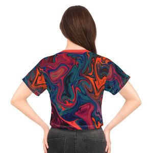 Nueva llegada de las mujeres Crop Top Mejor moda de verano Venta en línea Regular Fit Camiseta de media manga Diseño de sublimación - Product Image 2