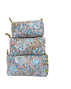 Pochette de toilette en coton matelassé, écologique, résistante à l'eau, durable, avec fermeture éclair et poignée |   Qualité d'exportation de la mode pour les sacs - Product Image 4