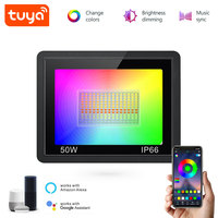 Reflector LED Inteligente Tuya WiFi IP66 para Exteriores, 50W RGBCW, Compatible con Alexa y Google Home, Luz de Pared con Cambio de Color PST-FL-50W