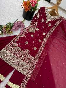 ชุดชาราราคอลเลคชั่นใหม่ ผ้าจอร์เจียต์เทียมเนื้อหนาแบบกลับด้านได้ ชุดสلوار คามีซ พร้อมสวมใส่สำหรับผู้หญิง เหมาะสำหรับทุกฤดูกาลและงานปาร์ตี้ - Product Image 5