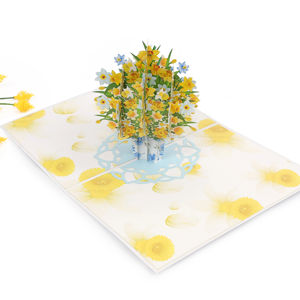 Tarjeta emergente 3D artesanal, flor amarilla y forma de árbol, ramo artesanal de papel económico, regalo para el Día de la madre - Product Image 1