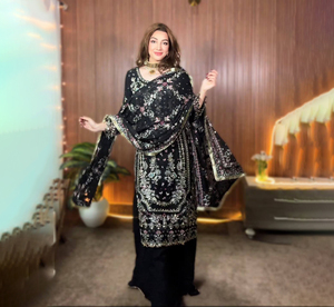Nouvelle collection PinkCityBlocks : Ensemble Sharara Gharara Kurti en Georgette, magnifique tenue ethnique de soirée, entièrement brodé, sur mesure - Product Image 1
