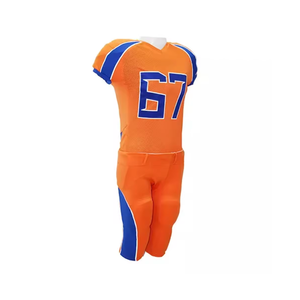 Calidad Premium Nuevo uniforme de fútbol americano hecho a medida Sublimación personalizada Jersey blanco con uniforme de pantalones cortos rojos - Product Image 3