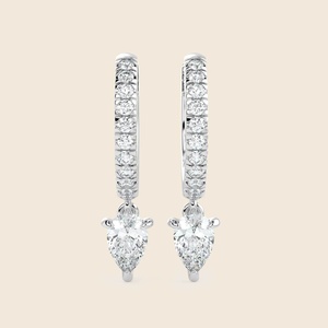 Boucles d'oreilles pendantes en forme de poire avec diamants de laboratoire taille poire F+-VS 0,86 carat en or massif 14K, idéales pour le quotidien et comme cadeau - Product Image 2