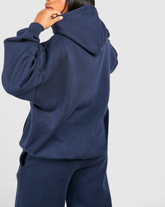 Nouvel arrivage : Survêtement femme coupe ample avec logo personnalisé, épaules tombantes, 100 % polyester, gris uni - Product Image 2