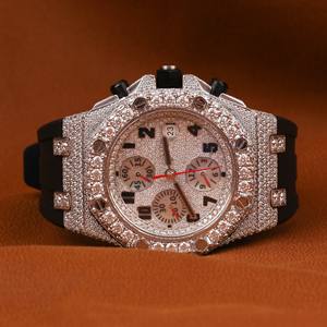 แฟชั่นผู้ชายเย็น LEB เติบโตเพชรสแตนเลสนาฬิกา VVS ความชัดเจนเพชรทดสอบประเภทธุรกิจยางแก้ว - Product Image 1