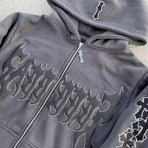 Conjunto Deportivo de Dos Piezas Unisex Personalizado con Lavado Ácido, Sudadera con Capucha y Cremallera y Pantalones Deportivos, Bordado y para Venta al por Mayor - Product Image 2