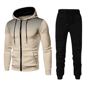 Survêtement deux pièces pour homme avec logo personnalisé, 100% coton, tissu technique polaire, fermeture éclair intégrale, respirant, séchage rapide, sweat à capuche et pantalon de jogging, service OEM ODM - Product Image 1