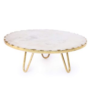 Vaisselle décorative de style moderne plateau en bois support en métal arrondi pour gâteau aux fruits support pour dessert gâteau - Product Image 3