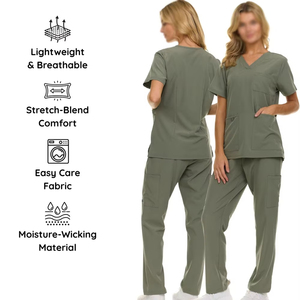 Wholesale Women's Medical Uniform <b>Scrubs</b> Breathable Rayon & Spandex Stretch Hospital <b>Scrub</b> <b>Sets</b> for Nursing - Product Image 3