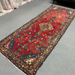 พรมตุรกีขนาด 3.5x9.2 ฟุต, พรมวินเทจลายทาง, พรมลายสัตว์สีแดงน้ำเงิน - Product Image 4