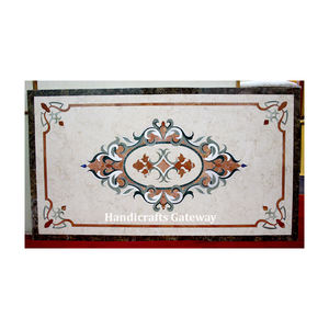 Exportateur indien Dessus de table de travail en incrustation de marbre blanc Forme rectangulaire Fait à la main de qualité supérieure Fabrication indienne Dessus de table à manger - Product Image 1