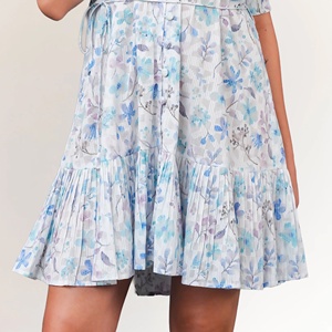 Elegant Casual Square Collar Women's Cotton Dobby Floral <b>Mini</b> Dress for Office and Partywear Available at Affordable Price - Product Image 3