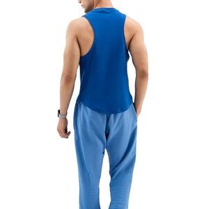 Cut Out Tank Top <b>Men</b> Sleeveless Summer Wear Fashion Plain Custom Logo Vintage Round Neck Curved Hem Cotton Jersey <b>Singlet</b> - Product Image 6