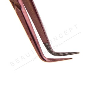 Pince à épiler en fibre d'or rose à 90 degrés pour extensions de cils OEM avec logo personnalisé et emballage écologique - Product Image 4