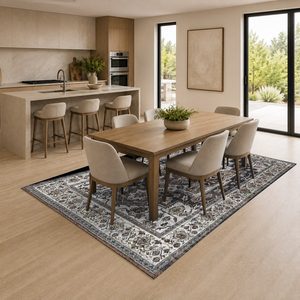 <b>RUGS</b> DEPOT LXDP-1009 Wholesale <b>Charcoal</b> <b>Grey</b> Modern Vintage Digital Printed Machine Washable Chenille Area <b>Rug</b> Non Slip - Product Image 4